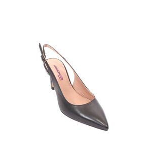 Mariano Paoletti 211c BLack Leather Slingbacks Heels Pointy Pumps